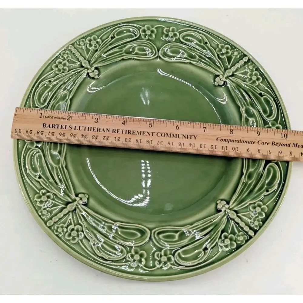 Bordallo Pinheiro Green Dragonfly Dinner Plate 10.25